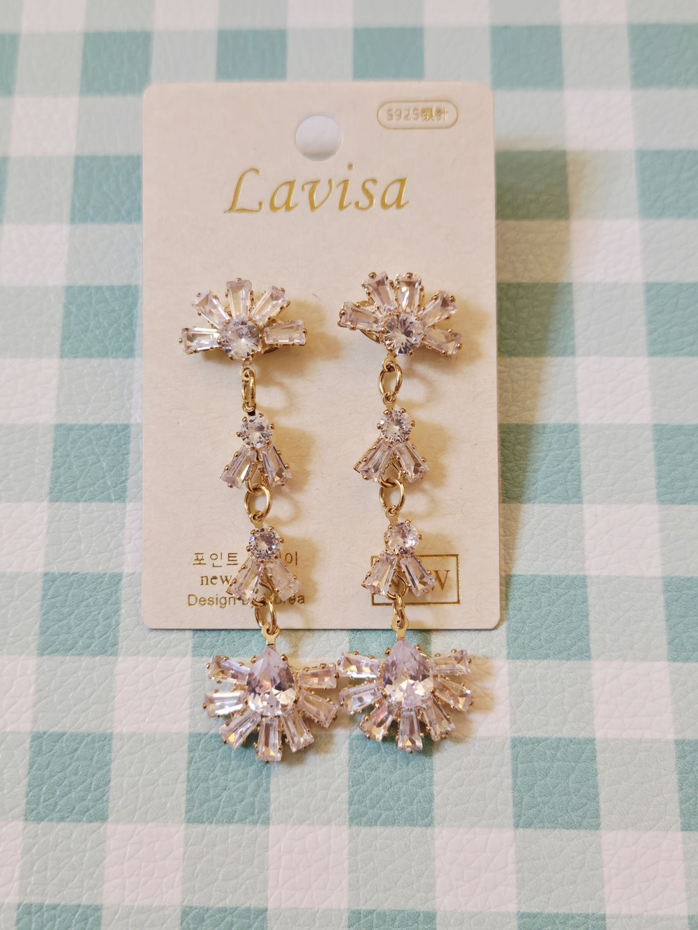 Gold & Clear Crystal Drop Earrings